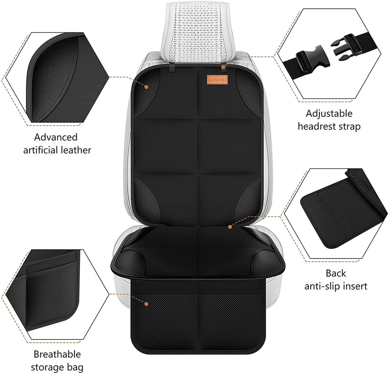 Car Seat Covers non-slip mesh pockets