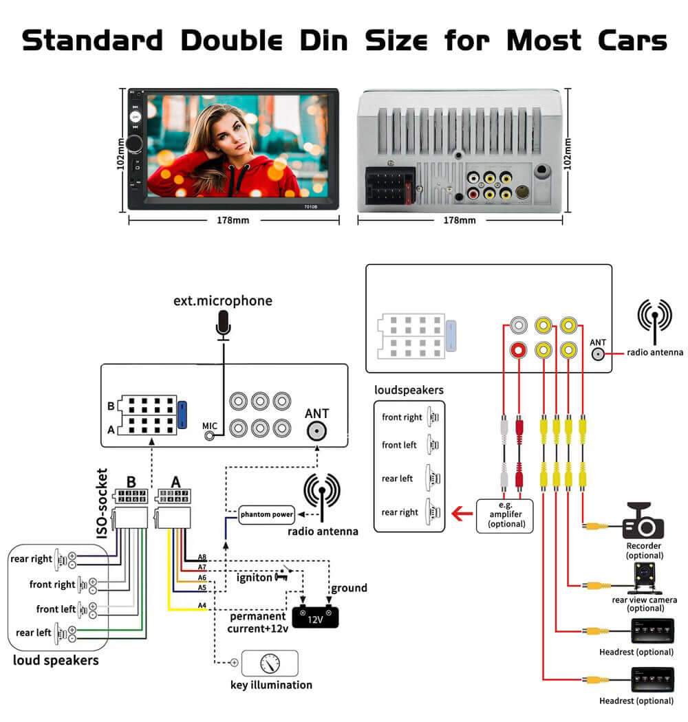 7" Double DIN Touch Bluetooth Car Stereo