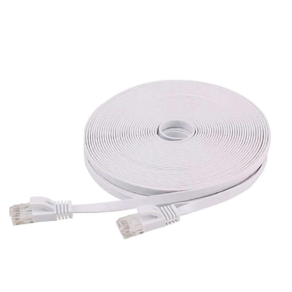 Flat ethernet cable running along wall