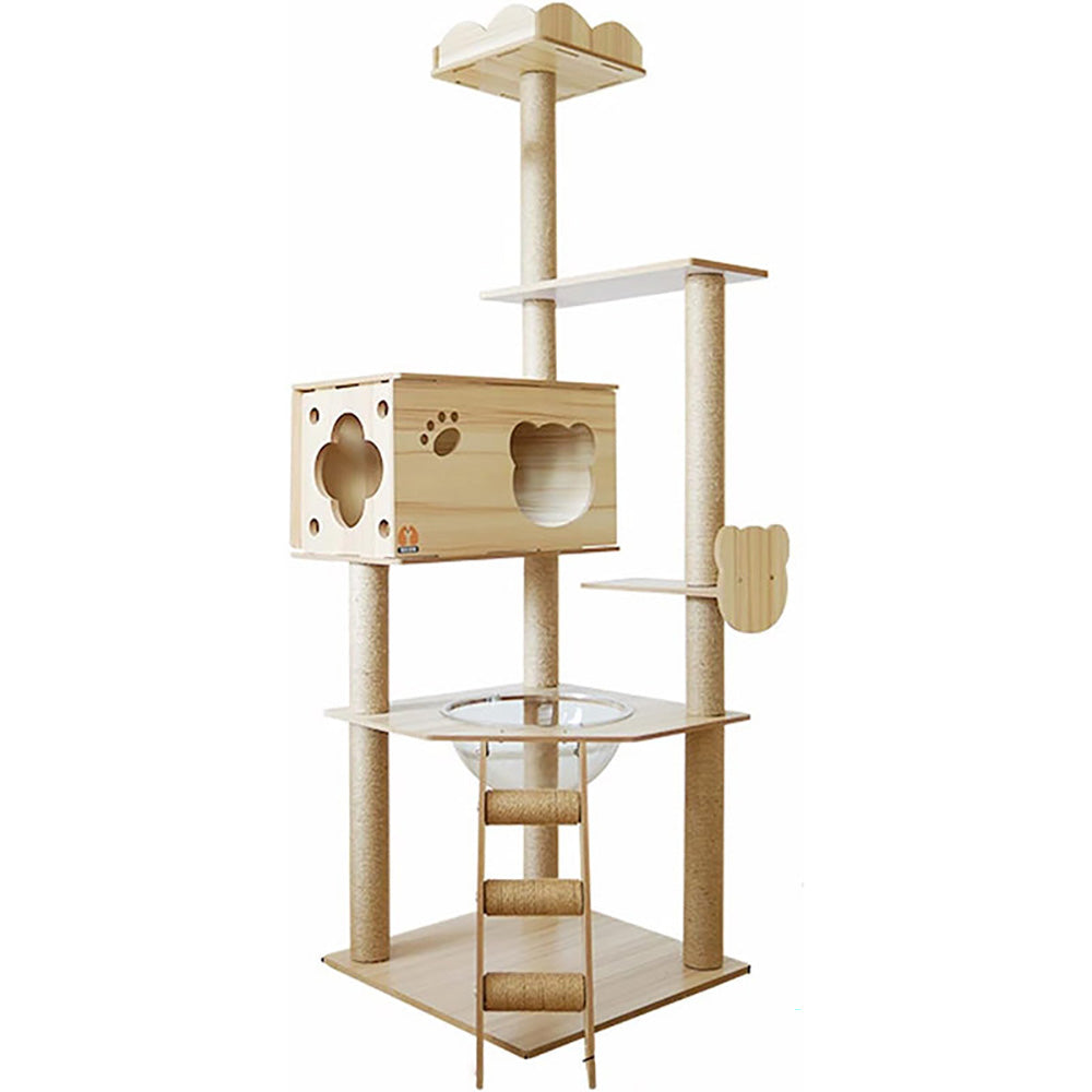 Cat tree with hanging toys