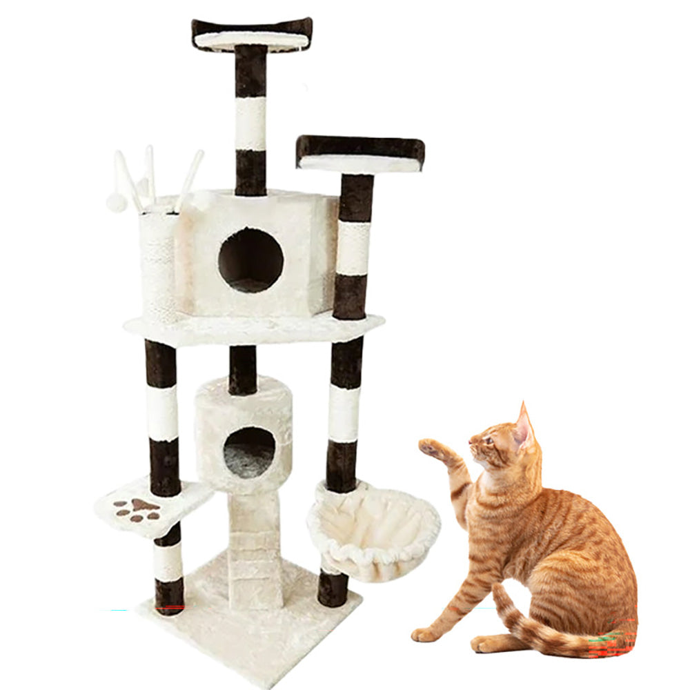 Cat tree tower front view with platforms