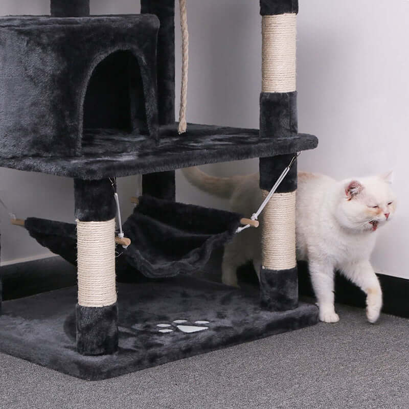 Cat tree house padded platforms with raised edges