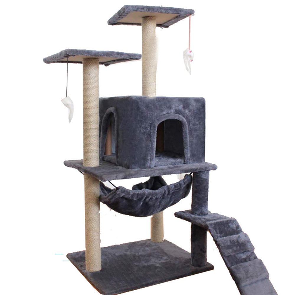 Cat tree tower house showing multiple levels