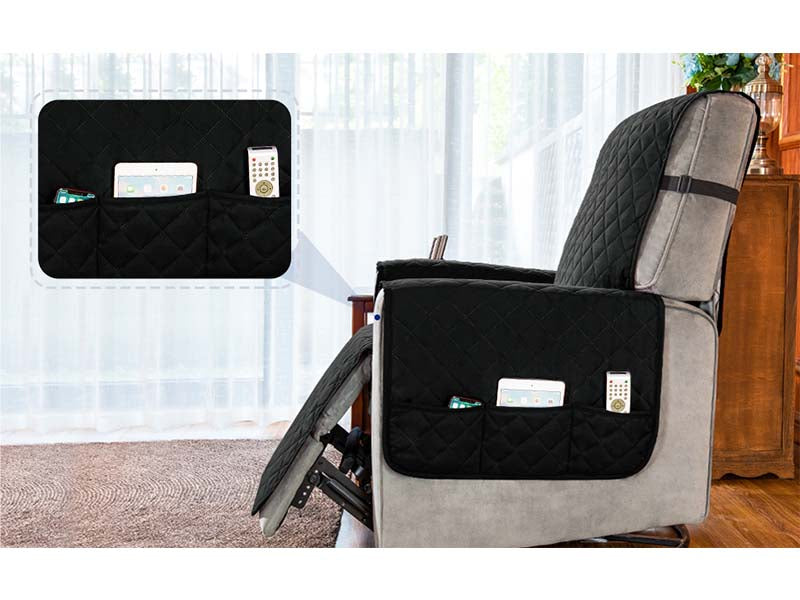 Recliner chair cover small black fitted slipcover