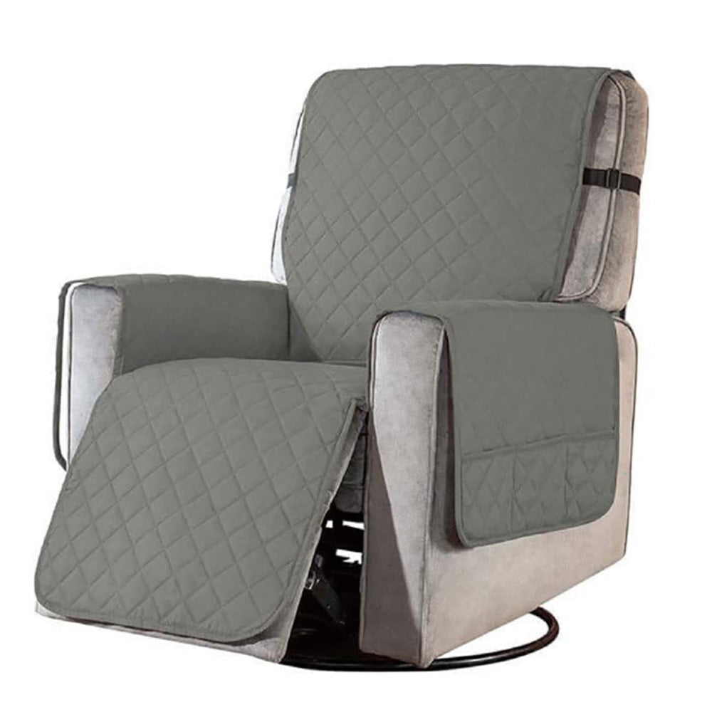 Recliner chair cover fitted on small sofa light gray