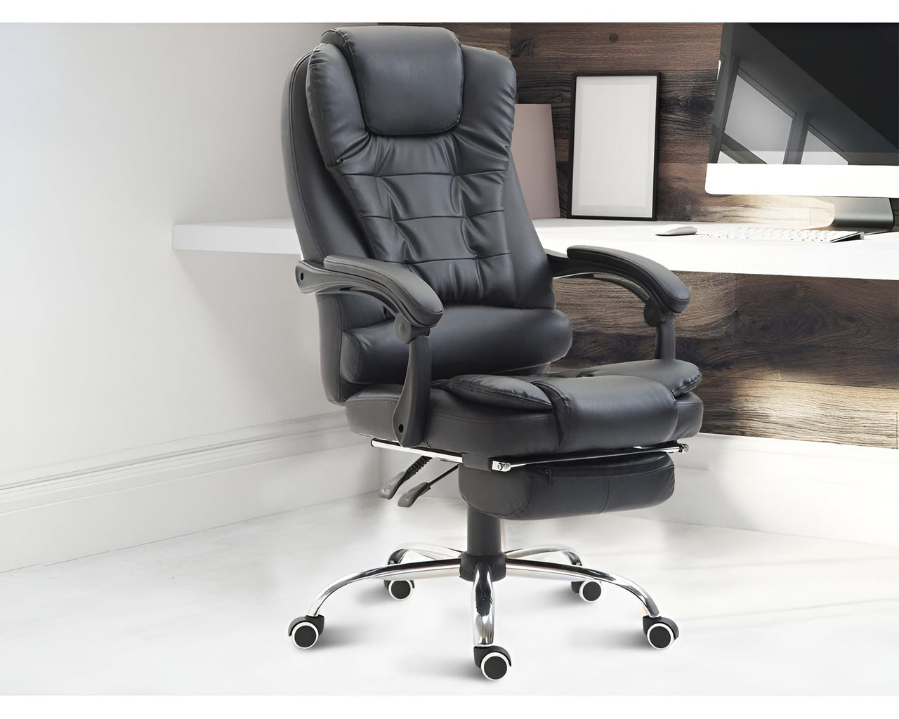 Ergonomic Gaming Office Chair – Adjustable PU Leather Computer Chair, Black