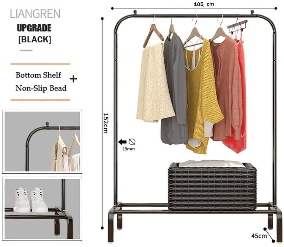 Black Metal Clothes Rack & Garment Rail Stand | Homyspire NZ