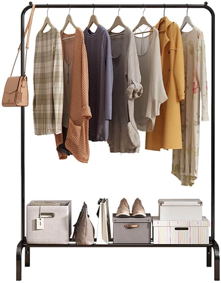 Cloth Set Rack Rest Black Metal Clothes Rack & Garment Rail Stand | Homyspire NZ