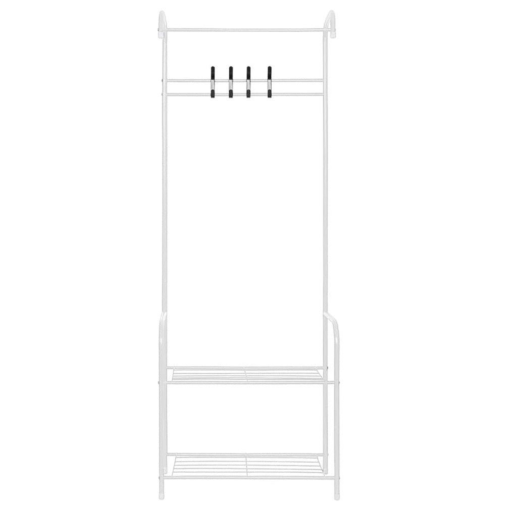 Cloth rack with storage shelf loaded