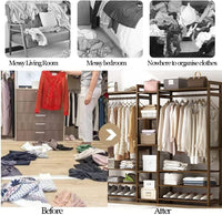 Thumbnail for Bamboo Clothes Rack with Shelves