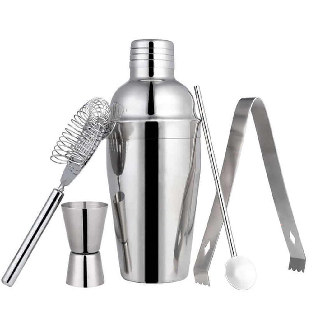 Cocktail shaker set ready for mixing drinks