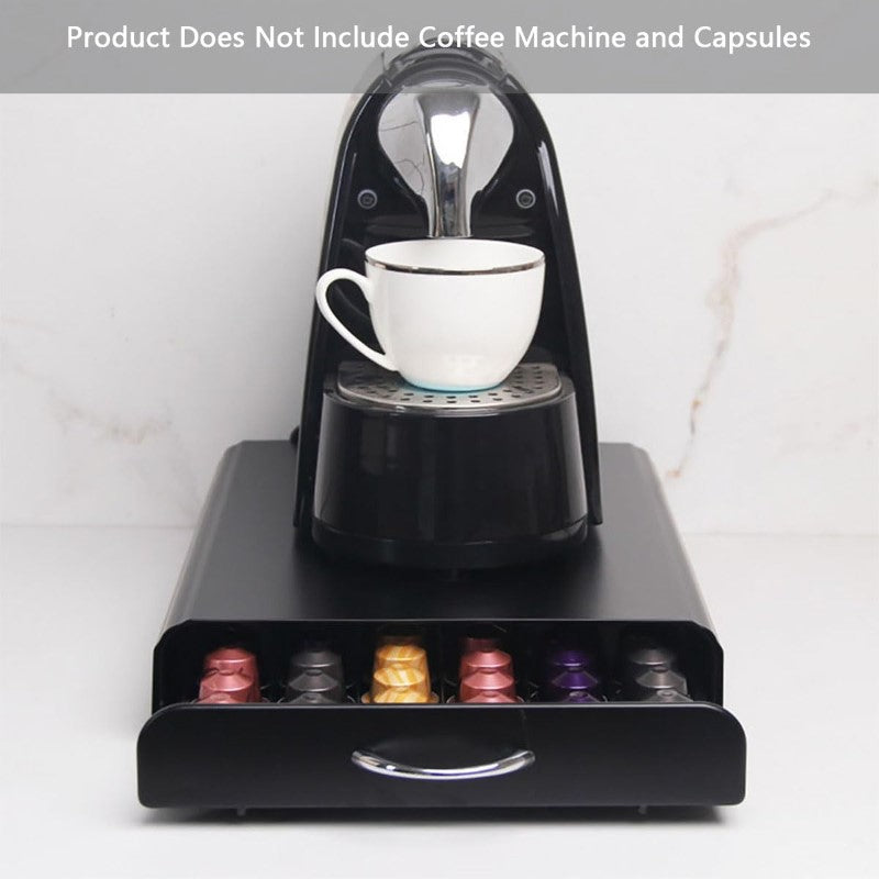 Nespresso Coffee Capsule Organiser Shelf Tray for 36 Pods Dolce Gusto Matte Black Pod Holder