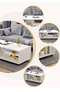 Thumbnail for Coffee Table White with Wheels