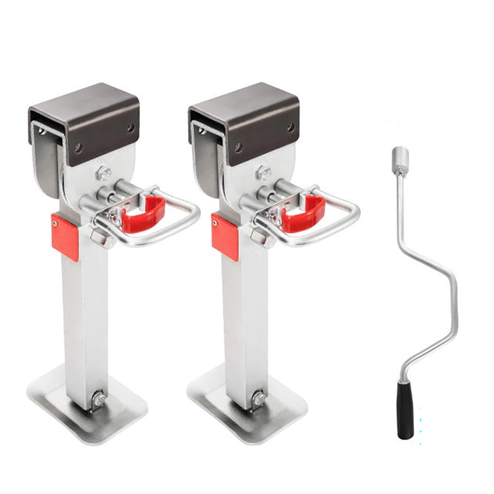 Caravan drop down corner steady legs showing steel base