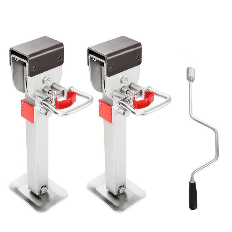 2 X Caravan Drop Down Corner Steady Legs Handle Steel Base