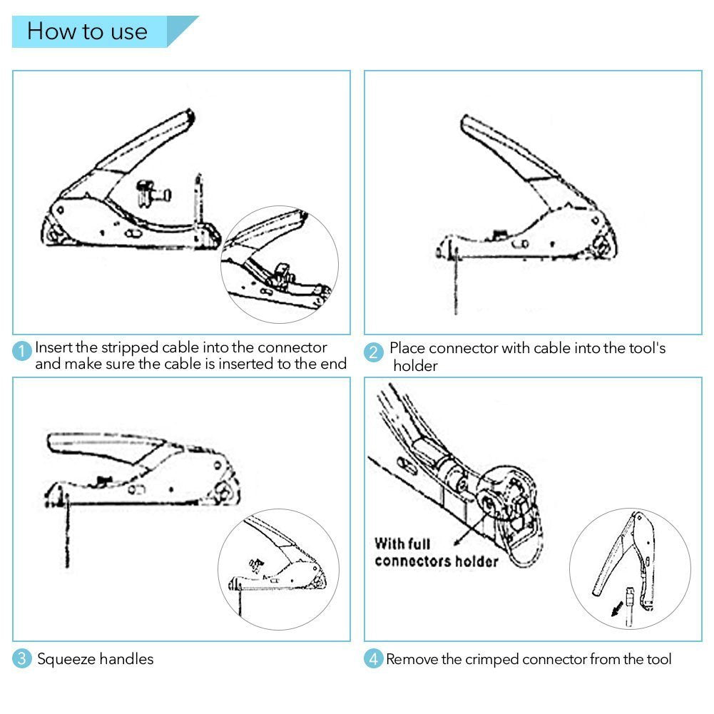 Tool Coax Rg59 Rg6 F Connector Fitting Crimper Cable Kit - The Shopsite