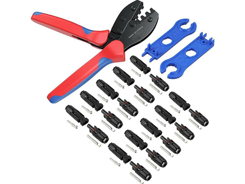 Solar crimper pliers ergonomic bi-material handles