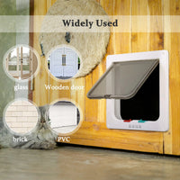 Thumbnail for Cat Door 4 Ways Round Lockable Pet Dog Flap Cat Door