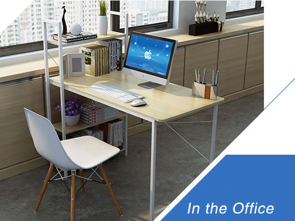 Stickable Computer Desk Buy White Computer Desk with Storage Shelves NZ | Homyspire