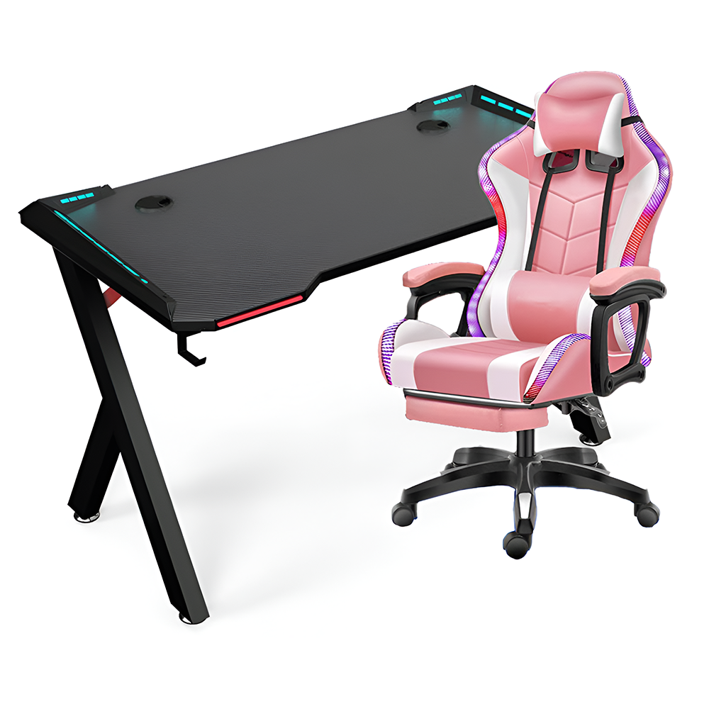Desk surface with gaming keyboard