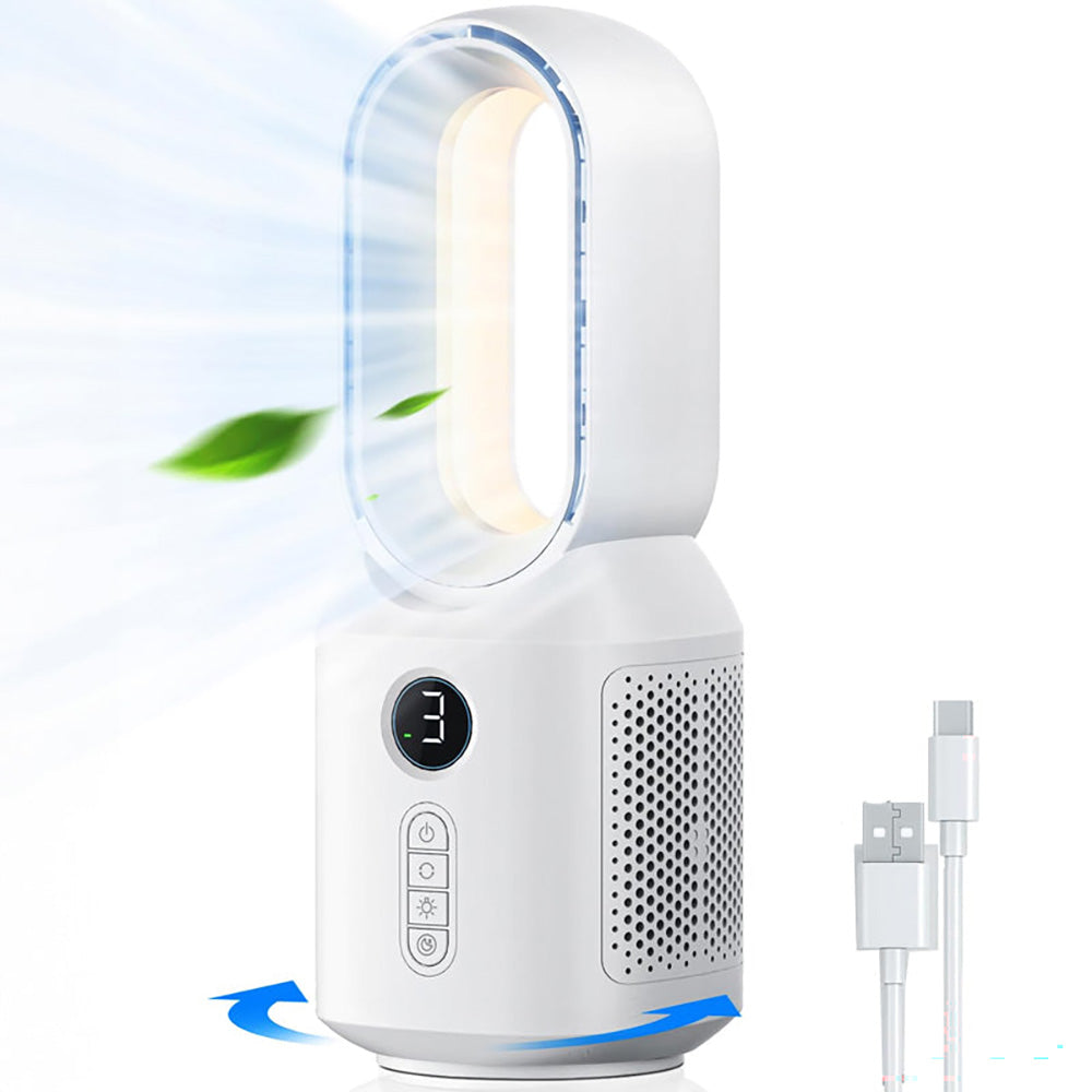 Desk fan with soft non-dazzling light