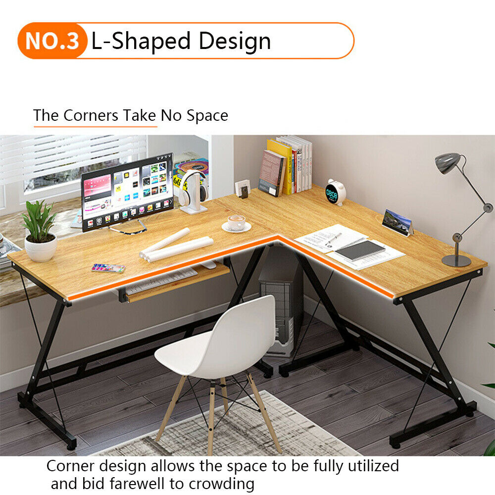 L-Shaped Gaming Computer Desk with Keyboard Tray NZ | Homyspire