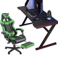 Thumbnail for Racing style gaming chair with blue upholstery and steel frame