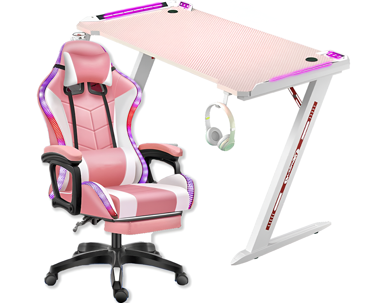 Gaming desk with spacious surface for monitors and accessories