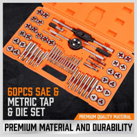 Thumbnail for 60pcs Tap and Die Set SAE Inch and Metric Sizes
