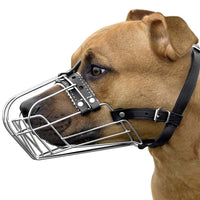 Thumbnail for Dog Muzzle Dog Muzzle Wire Basket Amstaff Pit Bull Metal Mask Adjustable Leather Straps - The Shopsite