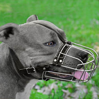 Thumbnail for Dog Muzzle Dog Muzzle Wire Basket Amstaff Pit Bull Metal Mask Adjustable Leather Straps - The Shopsite