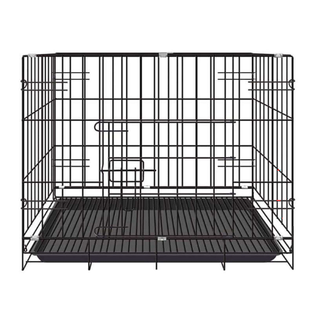 Dog crate metal cage kennel 50cm black front view