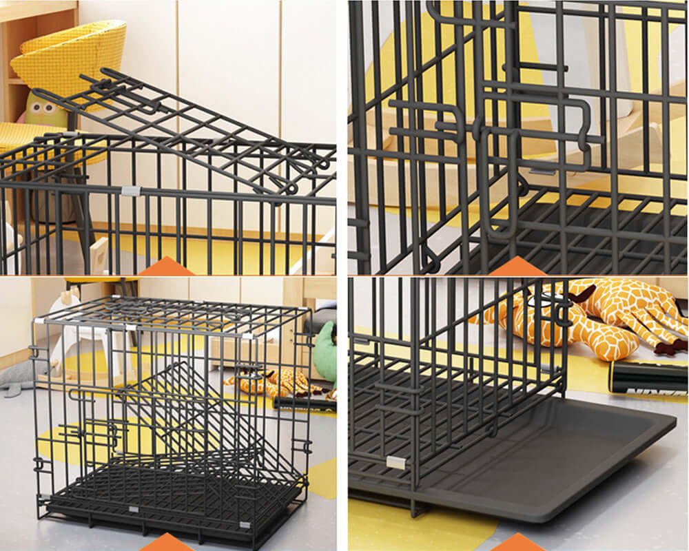 Side and front doors on dog cage