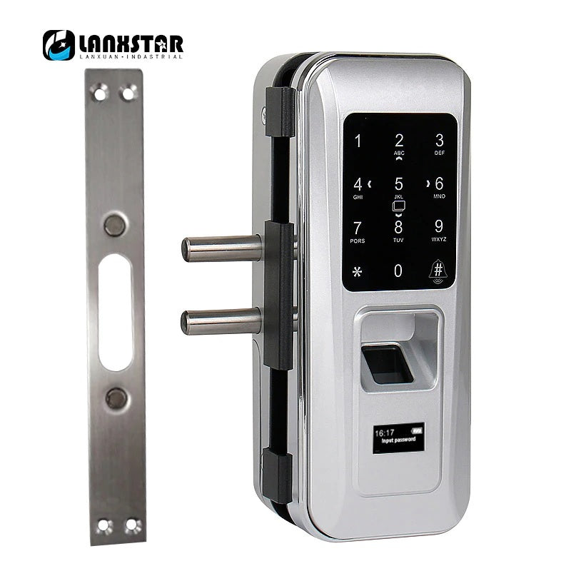 Glass door lock keyless fingerprint access