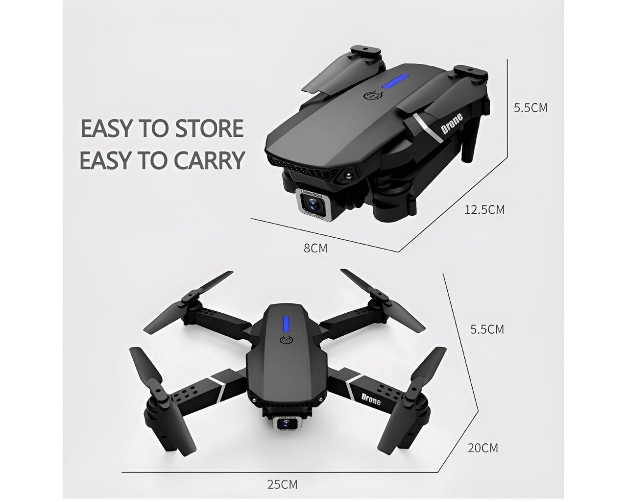 Drone with Camera - 4K HD Foldable Mini Quadcopter WiFi FPV RC Helicopter Black