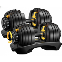 Thumbnail for Adjustable dumbbells 24kg pair with dial set to 12kg
