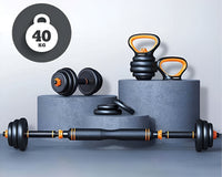 Thumbnail for Dumbbells barbell set with kettlebell base