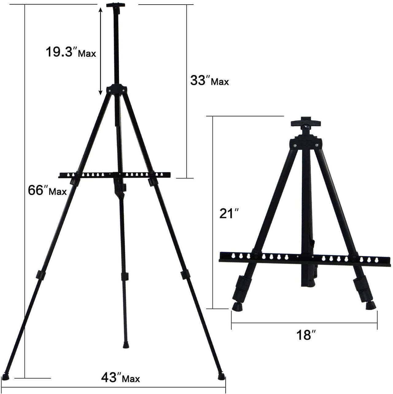 Art Easel Aluminum Metal Tripod Display Easel 21" To 66" Adjustable - The Shopsite