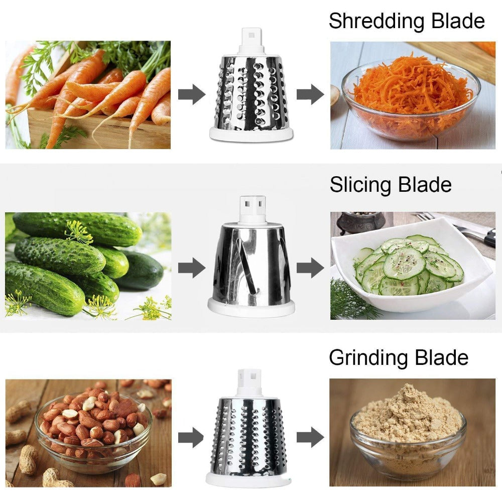 Spiralizer with all 3 drums displayed