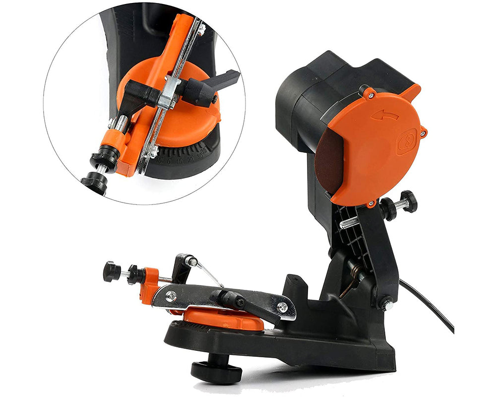 Chainsaw sharpener grinder showing mounting options