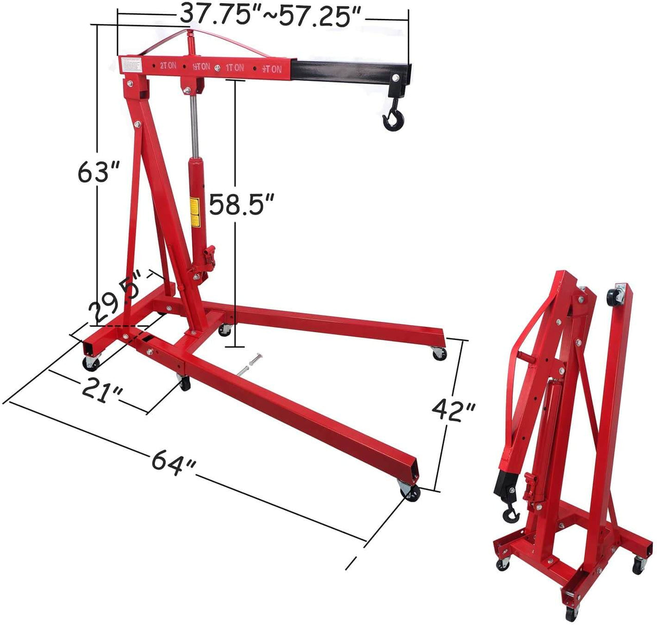 Engine hoist swivel caster wheels for mobility