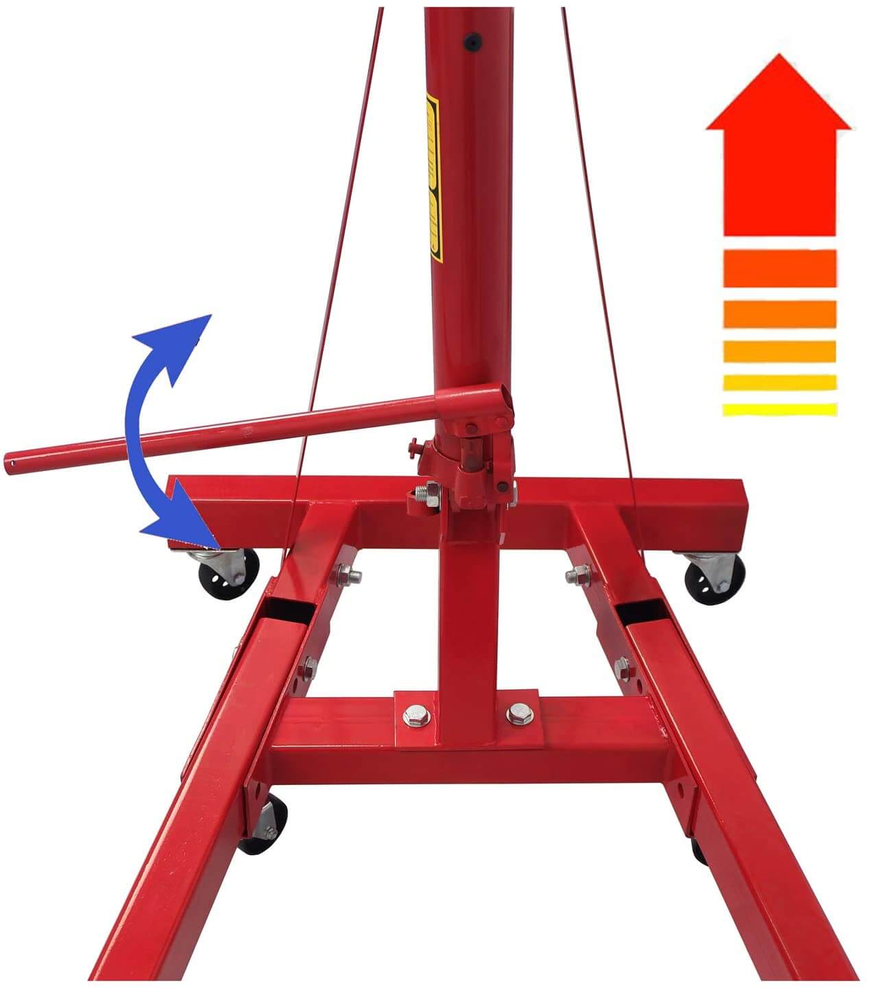 Engine hoist lifting engine in workshop