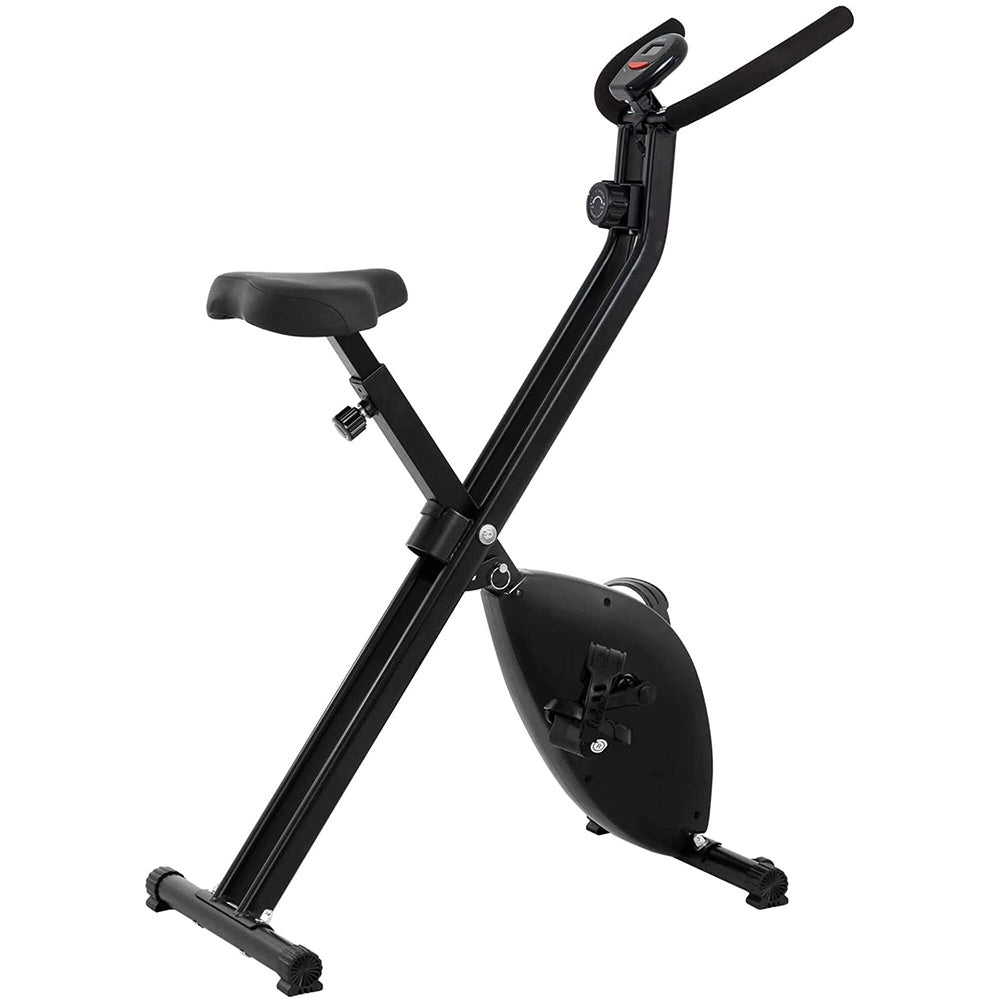 Exercise bike LCD showing time and speed