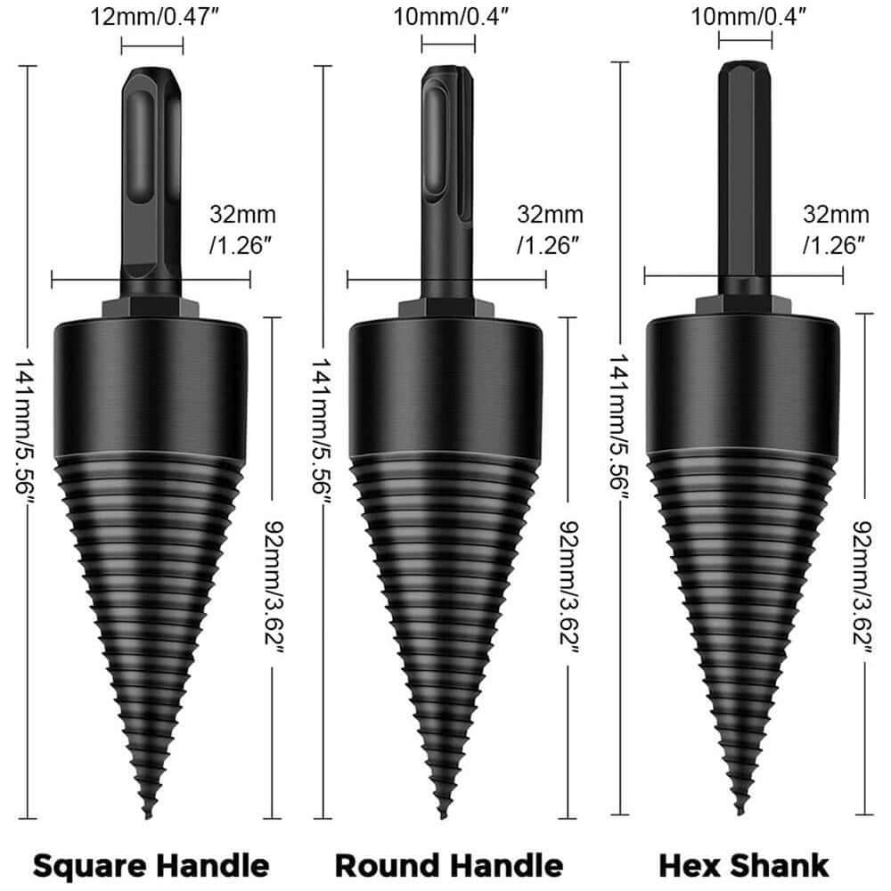 Firewood Splitter 32mm Firewood Drill Bit Wood Splitter with 3 Drill Handles Wood Bits high carbon steel - The Shopsite
