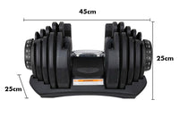 Thumbnail for Adjustable dumbbells showing weight increments dial