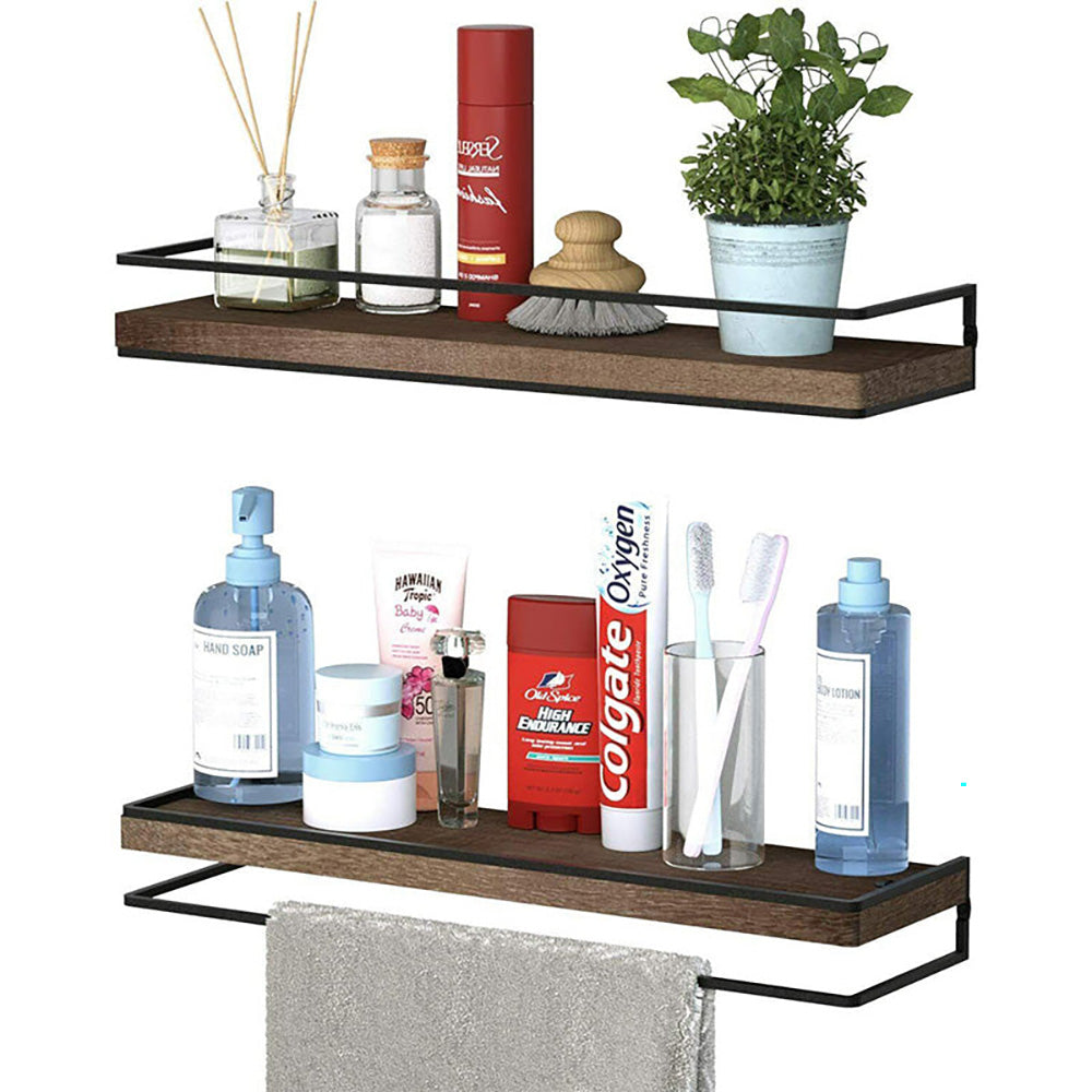 Shelves installed in bedroom for decor