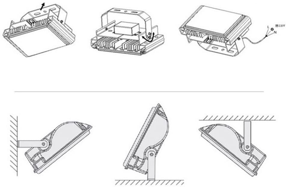 Flood light showing compact low profile design