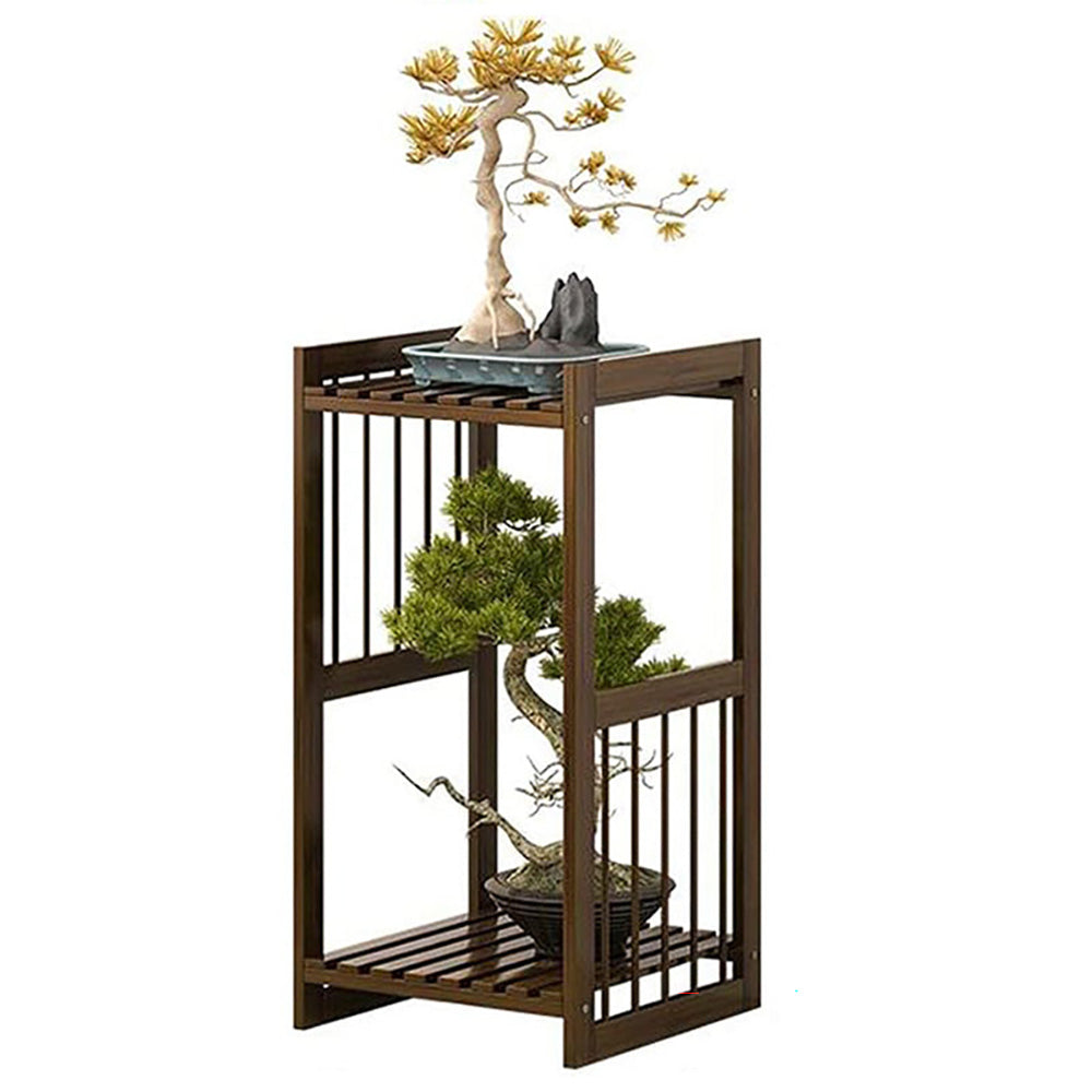 Bamboo plant stand with brown finish