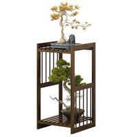 Thumbnail for Bamboo plant stand with brown finish