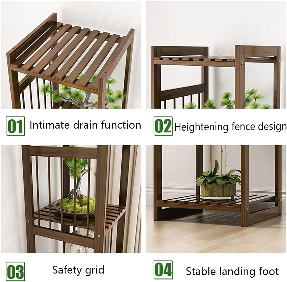 Flower pot stand with sturdy bamboo frame